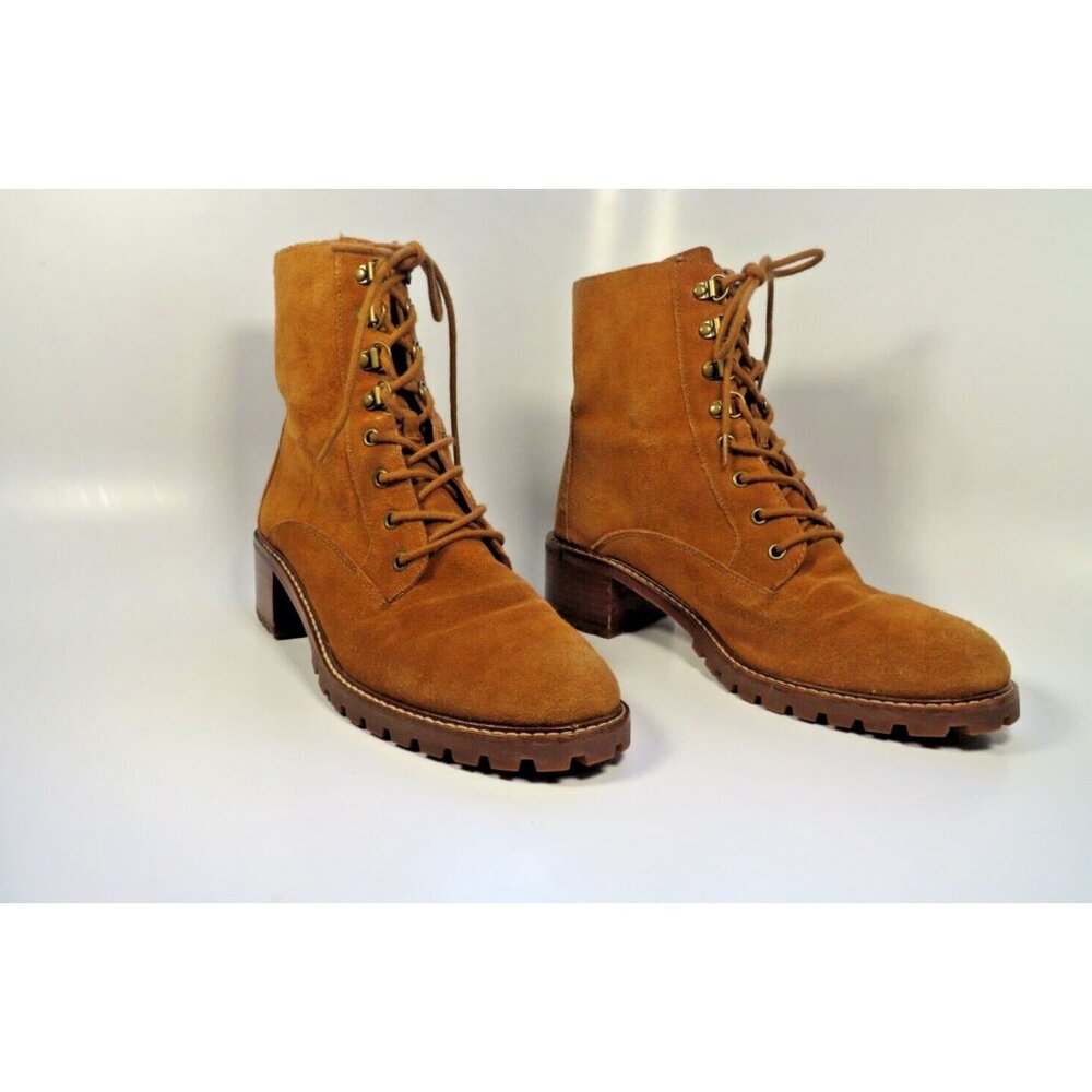 Madewell Tan Suede Lace-Up Combat Boots - Picture 2 of 14
